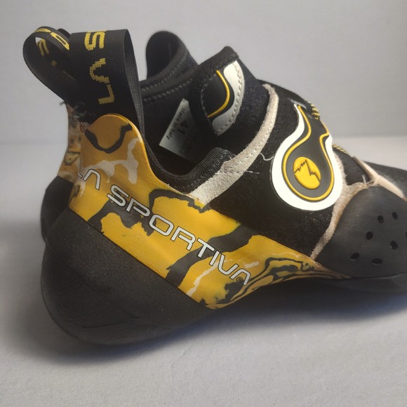 La Sportiva Solution Climbing Shoes Men8.5 Yellow Black Bouldering 41 Made Italy - Picture 8 of 10